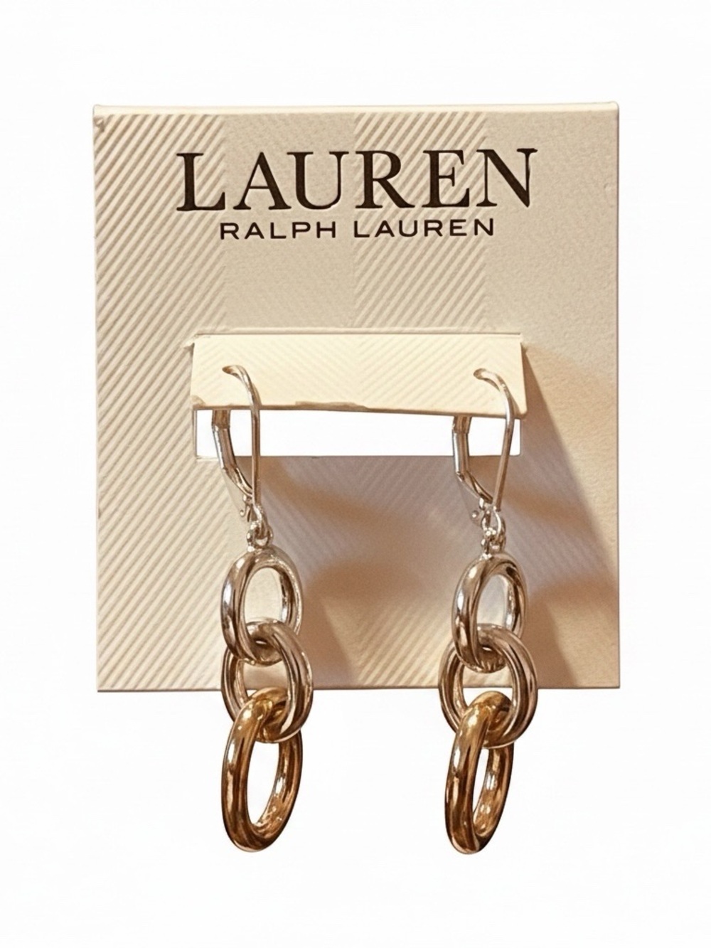 Ralph Lauren Two-Tone Linked Hoop Drop Earrings - Gold & Silver